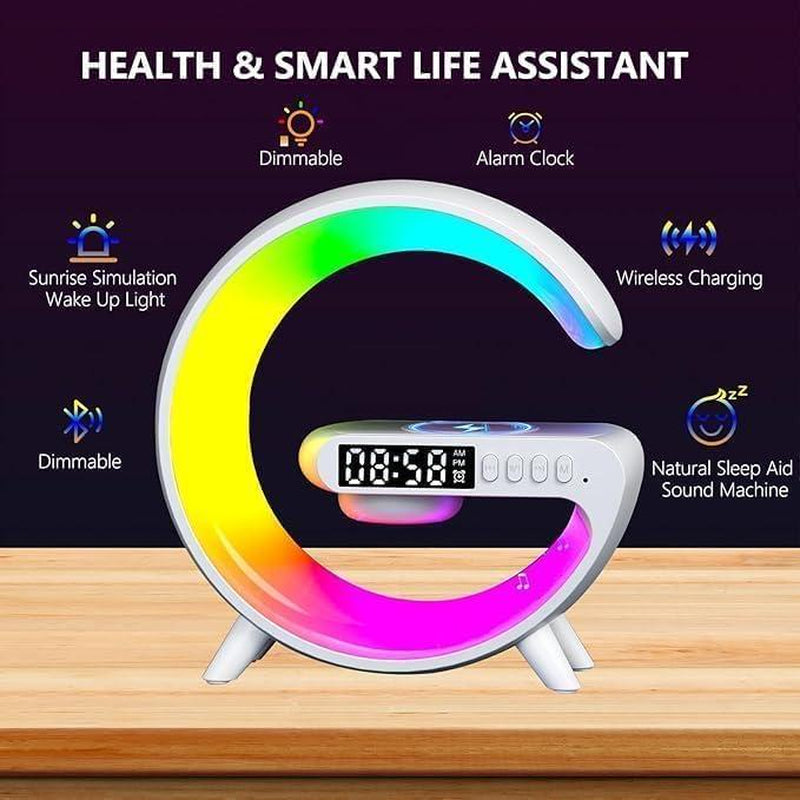 3 in 1 Wireless Bluetooth Speaker and Charging Station with RGB Night Light and Alarm Clock