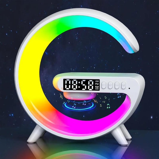 3 in 1 Wireless Bluetooth Speaker and Charging Station with RGB Night Light and Alarm Clock